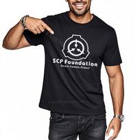 Top tees Streetwear Short Sleeve Shirt Scp Foundation Logo Printed Black Vintage Tshirt Anime ONeck Basic T Shirt XL black