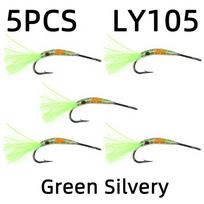 #8 Epoxy Body Shrimp Scud Fly Long Shank Hook Artificial Fly Fishing Lure for Trout Bass Freshwater Saltwater beige