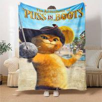 Puss In Boots Theme Printed Blanket - Perfect for Couch, Bed, Travel & Outdoor Use | Machine Washable, Cozy & Durable. 150cmx180cm
