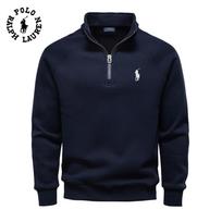 Polo Ralph Lauren Naujas Rudens/Žiemos Siuvinėjimo Pusės Užtrauktuko Unisex Gobtuvėlis Standi Apykaklė Madingas Universalus Plušinis Unisex Gobtuvėlis M