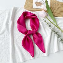 Vienspalvis šilkinis šalikas: Kvadratinis kaklo šildytuvas ir plaukų gumelė 70x70CM pink