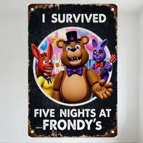 Five Nights at Freddy's (Frondy’s) Distressed Vintage Metal Sign - Animatronic Characters, Festive Design, Home Bar Cafe Decor 20x30cm（7.8x11.8inch） brown