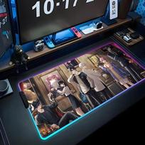 Link Click Mouse Pad RGB Gaming Mousepad Big LED Pad PC Desk Mat Luminous Mouse Pad Large Keyboard Mats Table Rug With Backlit RGB600x300x3mm gray