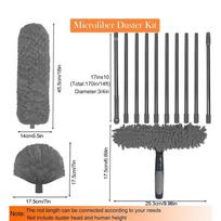 Ceiling Duster High Reach Microfiber Spider Web Duster Multi-Function Ceiling Fan Brush for Dusting Cleaning Window Lampshade pilka spalva