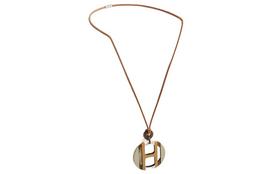 HERMES H Equipe Bubali Cornu Necklaces Women's H057087FL13 Brown|F white