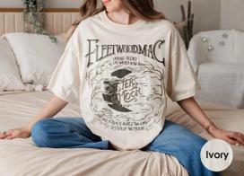 Summer Womens  Vintage Fleetwood Mac  Print Tshirt Streetwear Oversized Loose Casual Short Sleeve Suitable For All Seasons M white