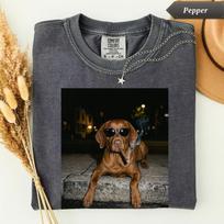 Comfort Colors® Vizsla Cigar Shirt, Funny Dog Dad Gift, Vizsla Owner Tee, Vizsla Mom Gift, Dog Lover Graphic T-Shirt, Vintage Graphic Tee 130 black