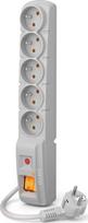 HSK Data Acar F5 3m power extension cord with 5 AC outlets, indoor/outdoor use, grey