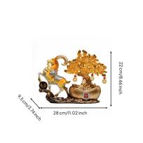 Feng Shui Ram Statue with Wealth Tree Traditional Ornament oranžinė