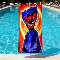 Huggy Wuggy Print Beach Towel Design, Soft, Lightweight. for Home Bathroom, Spa, Pool, Yoga, Surfing, Camping, Gift for Family, Friend 70cmx140cm(27x55inch) blue