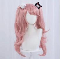 Anime Danganronpa Enoshima Junko Cosplay Perukas Rožinis Ilgas Banguotas Su Uodegos Segtuku Baltas Juodas Meškinas Smeigtukai Mergaitės Dovana One Size&Dangan Ronpa Danganr gray