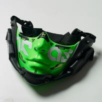 5 spalvų Cyberpunk pusės veido kaukė Mecha stiliaus Helovino Cosplay kaukė Reguliuojamas dirželis Kvėpuojanti komforto vakarėlio kostiumo veido uždangalas