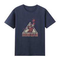 Genuine Authorized Retro Avengers Retro Iron Man Comic Print Clothes Pure Cotton Short-sleeved T-shirt Men and Women S black