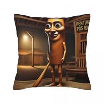 Tung Tung Tung Sahur Square Pillowcases Polyester Living Room Italian Brainrot Meme Humor Cushion Cover Funny Decor Pillow Cover 30x30cm black