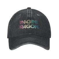 Vintažinės Imagine Dragons Loom Albumo beisbolo kepurės Unisex moterims, sendingo džinsinio audinio snapback kepurės juosta, muzikinės, lauko, reguliuojamos kepurės Adjustable gray