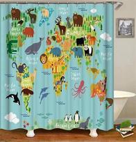 Map Funny Shower Curtains Waterproof Polyester Curtains For Bathrroom 3D Print Bath Screen High Quality W90H165(CM)-1 Pcs
