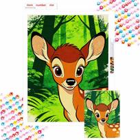 Disney Bambi Diamond Painting Kit 5D DIY Diamond Art Home Bedroom Wall Decor Round 20x30cm black
