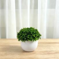 High-Quality Mini Round Bonsai with Eucalyptus Leaves - Lifelike Artificial Potted Plant, Perfect Home Décor white