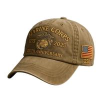 Breathable Baseball Cap Commemorating Marine Corps 250 Years with Embroidery Pattern Veterans Hat for Women Men Unisex brown