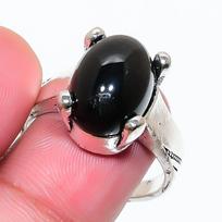 Natural Black Onyx Gemstone 925 Sterling Silver Jewelry Ring Size 7.5 RR-243 black