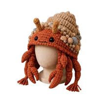 Minkštų siūlų rankinio nėrimo kepurės rinkinys Šilta drakono, vilko, varlės kepurė Šventės, Cosplay Style 6 brown