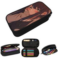 Oshi No Ko Anime Pencil Case for Boy Girl School Pen Box Pencil Bag Stationery Supplies Pen Holder Bag 21x10.5x5cm black
