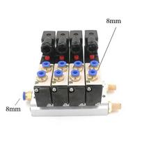 12/24V DC 110/220V AC Multi Option 4V210-08 Pneumatic Solenoid Valve Block With Muffler Fitting Base Manifold 2/3/4/6 Way DC12V