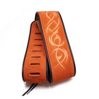 Matinės odos minkštas gitaros diržas Reguliuojamas akustinės, elektrinės gitaros ir bosinės gitaros diržas Gitaros diržas Gitaros dalys stripe orange