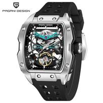 Naujas PAGANI DESIGN 42MM Tonneau vyriškas mechaninis laikrodis, prabangus safyro stiklas, automatinis laikrodis, 50M atsparus vandeniui, skeletinis laikrodis vyrams gray