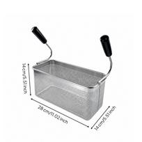 Commercial-Grade Stainless Steel Pasta Basket Heavy-Duty Deep Fryer gray