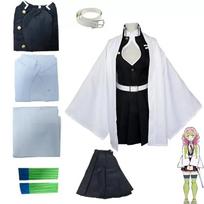 Japanese anime character Mitsuri Kanroji cosplay kimono wig set, sexy women's costume for adults and kids Halloween outfit 110CM gray