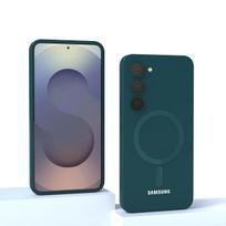 Skirta Samsung Galaxy magnetinis dėklas S25 FE S25 S24 S23 S22 S21 S20 FE S25 Plus S25 Ultra Magnetinis Skystas Silikonas Atsparus Smūgiams Telefonas tamsiai žalia