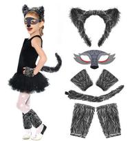 Merginų Vilko Ausų Lankelis Uodegos Sijonas Kaukės Kostiumas Vilko Cosplay Kostiumai Vaikų Scenos Kostiumas Gimtadienio Dovana Helovinas Gyvūno Suknelė One Size black
