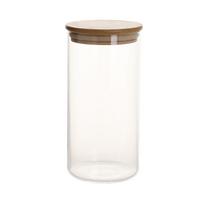 Stiklinis indas su bambukiniu dangteliu, 1000 ml, 8,3 × 17 cm