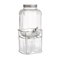 Gėrimų dozatoriaus rinkinys su čiaupu ir 4 stiklinėmis, 4 l, 15 × 15 × 25 cm, 5 dalių