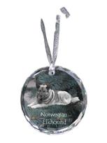 Norwegian Elkhound, Norsk elghund - crystal bauble with a photo, dog photo in crystal, personalized Christmas tree ornament by Art-Dog brand skaidri