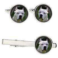 Dogo Argentino - cufflinks and tie with your photo, a suit decoration, men's jewelry from the Art-Dog brand. sidabras