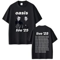 O-Oasis Live 25 Tour Marškinėliai Vyrams Moterims Gotikiniai Derliaus Viršutinė dalis Marškinėliai Vyriški Aukštos Kokybės Trumpomis Rankovėmis Marškinėliai#Spalva(6) XXXXL juoda