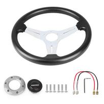 Universal Racing PU Leather Steering Wheel 350mm 14inch Aluminum Alloy Auto Sport Drifting Steering Wheels Deep Dish Corn Style sidabras