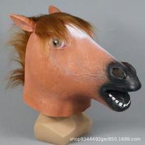 Arkliuko galvos kaukė Gyvūno galvos apdangalas Helovino latekso kaukė juokinga ir neįprasta gyvam pasirodymui Cosplay rekvizitas Brown horse brown