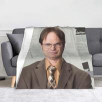 Michael Scott Dwight Schrute Flannel Blanket The Office Collage Funny Throw Blanket for Home 125*100cm Plush Thin Quilt Size: 75*100cm, Weight: 230 GSM gray