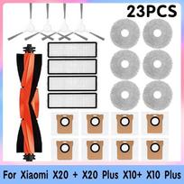 For Xiaomi Robot Vacuum X10+ X20+  Cleaner Accessories Roller Main Side Brush Hepa Filter Dust Bag Mop 23PCS gray