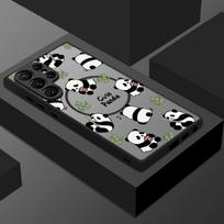Thin Ring Magnetic Phone Case For Samsung Galaxy S26 Ultra S25 FE S24 S23 S22 Plus S21 FE Lovely Baby Panda Print Hybrid TPU+PC Matte Cover Samsung S22 Plus juoda