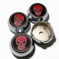 4pcs Skull Logo Emblem Car Wheel Center Caps 60MM Clips 56MM Wheels Hub High Cap Rim Hubcaps Dust Cover Replacement Accessories black