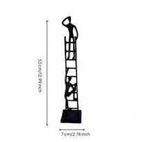 Human Figure Sculpture with Ladder Framework Artistic for Living Room, Entryway 7x6x33cm