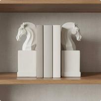 2 Pieces Horse Head Bookend Sturdy Chess Knight Non-Slip Base for Office gray