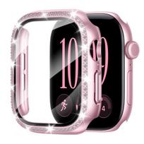Dėklas Apple Watch Series 12 (46 mm) | Integruotas deimantinis dėklas ir ekrano apsauga Pink
