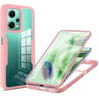 360 Viso korpuso apsaugantis skaidrus dėklas Xiaomi Redmi 13C 12C 12 10C 9 9A 9T 9C Note 12 11 10 S 9 Pro A1 A2 Poco X5 F5 X4 F3 Pro for Redmi 12 rožinė