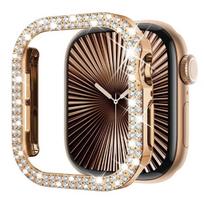Deimantinis dėklas Apple watch 9 8 7 41mm 45mm 44mm 40mm 46mm Priedai Bling Bamperis Apsauginis dangtelis iWatch serija 3 4 5 6 se 10 44mm series 654 SE ryškiai rožinė