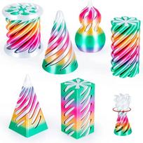 6Pcs/Set Spiral Cone Fidgeting Vortex Plaything Desktop Ornament Model Multiple Ways To Play Stress Ease Creativity 3D Printed Fun Plaything blue